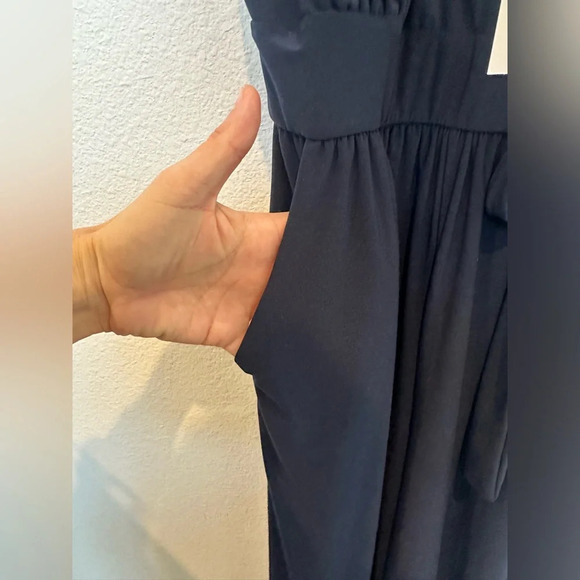 NWT GILLI navy blue jumpsuit with bow tie cinched waist cropped‎ small - Picture 6 of 10